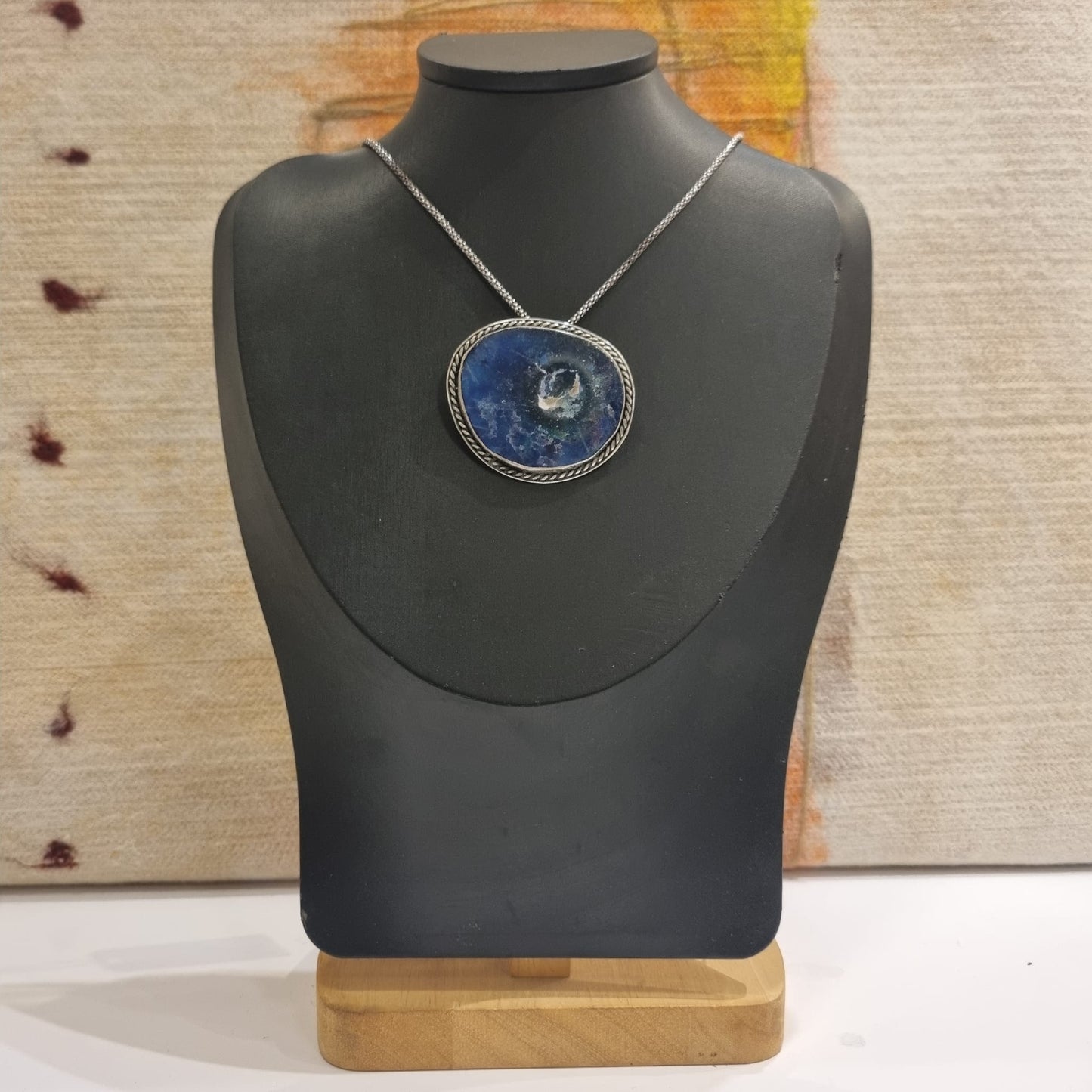 Roman Glass Pendant-Brooch in Sterling Silver RG24