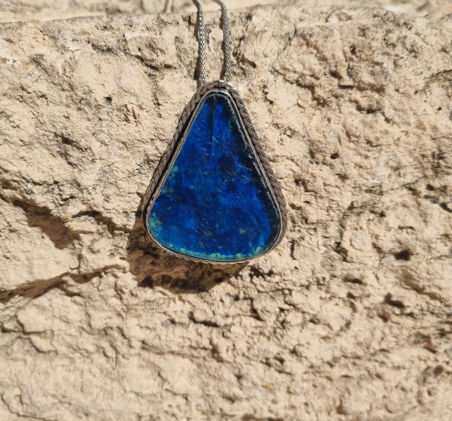 Roman Glass Pendant in Sterling Silver
