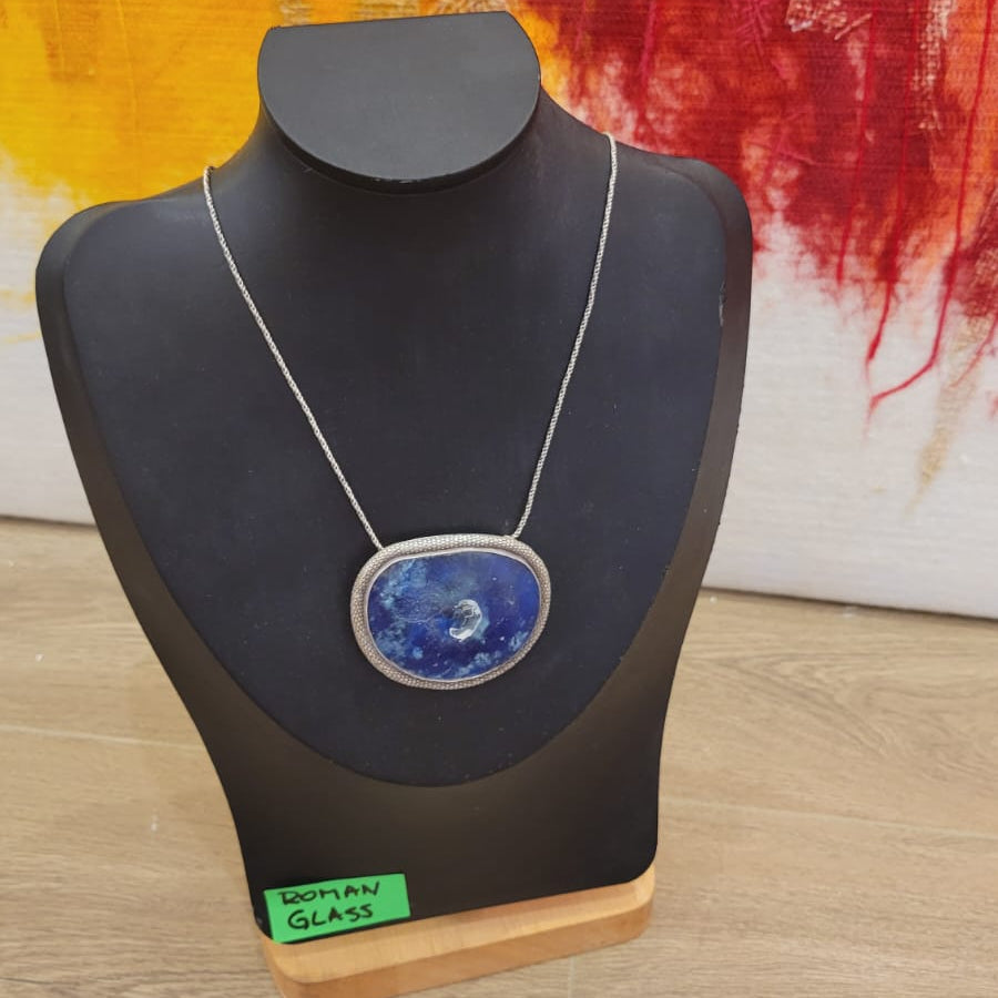 Roman Glass Pendant in Sterling Silver RG33