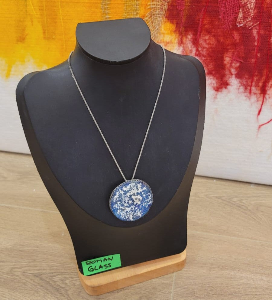 Roman Glass Pendant in Sterling Silver RG28