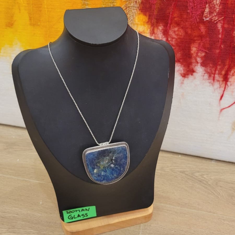 Roman Glass Pendant in Sterling Silver RG29