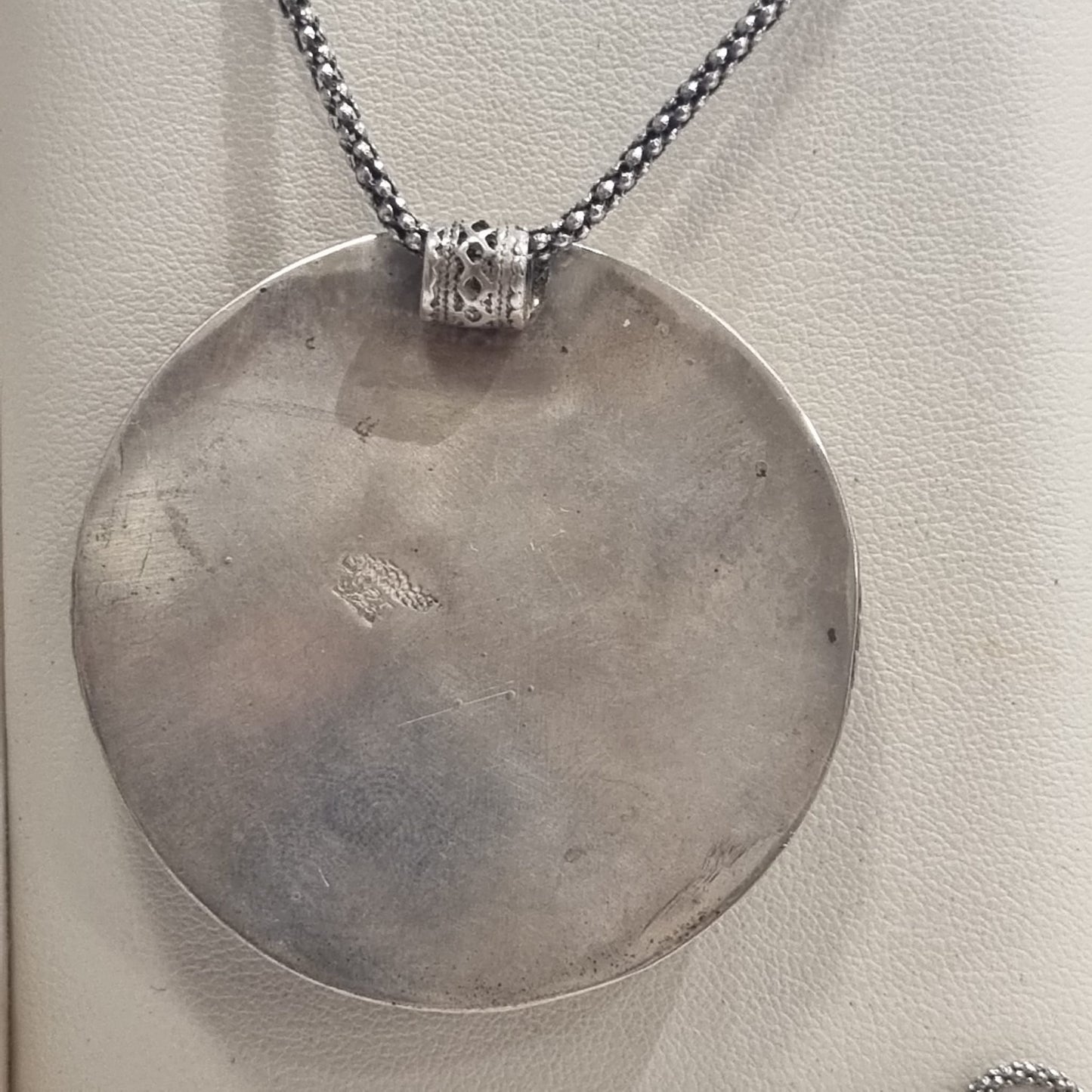 Round Roman Glass Pendant in Sterling Silver