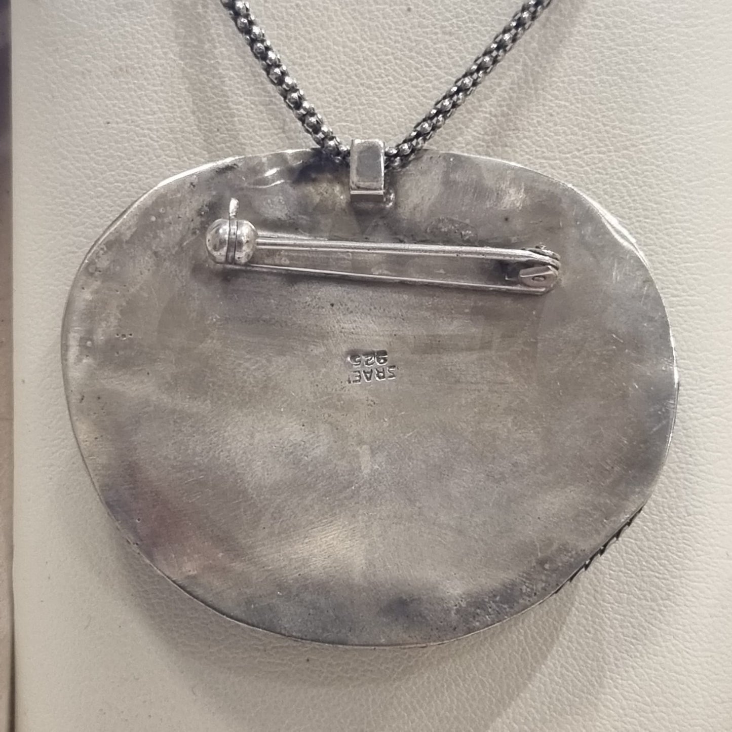 Roman Glass Pendant-Brooch in Sterling Silver 925 III