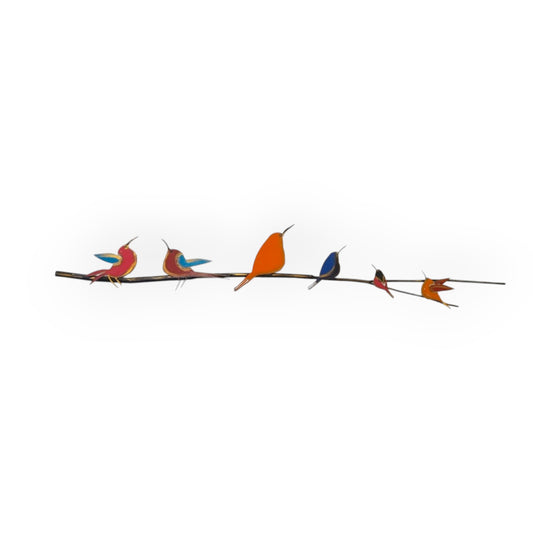 Color Chorus – Long Metal Birds Sculpture by Michal Shaked