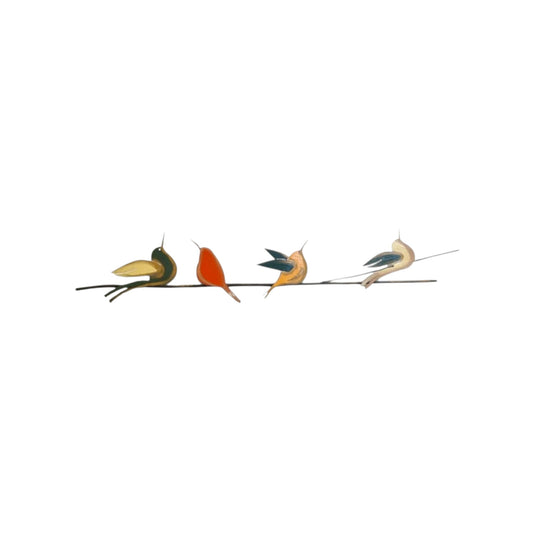 Bird Line – Horizontal Metal Sculpture by Michal Shaked