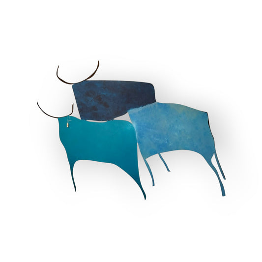 Blue Bulls – Wall Sculpture by Michal Shaked