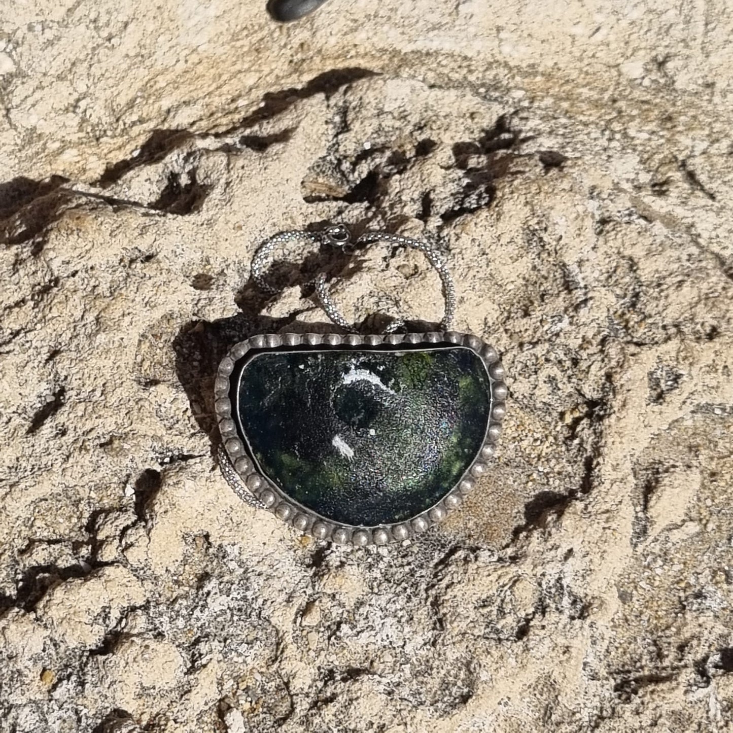 Roman Glass Pendant-Brooch in Sterling Silver