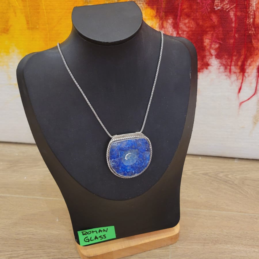Roman Glass Pendant in Sterling Silver RG34