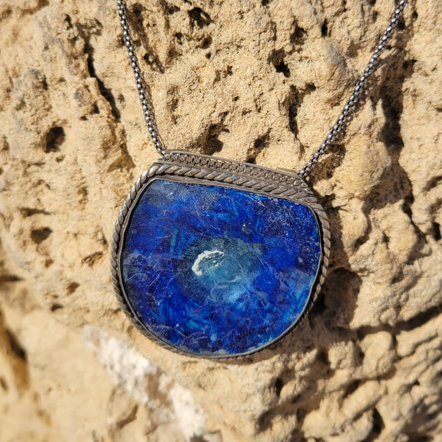 Roman Glass Pendant in Sterling Silver RG34