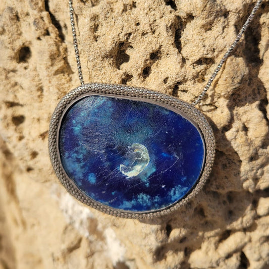 Roman Glass Pendant in Sterling Silver RG33