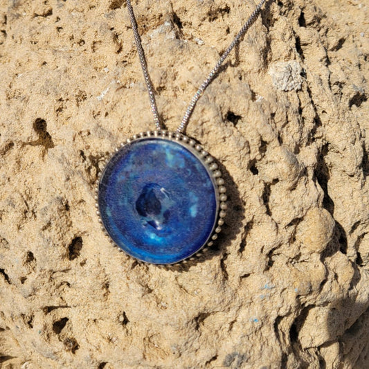 Roman Glass Pendant in Sterling Silver