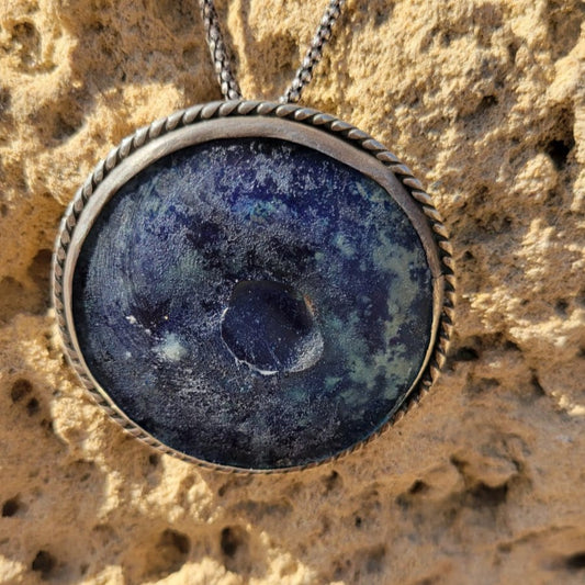Roman Glass Pendant in Sterling Silver RG26