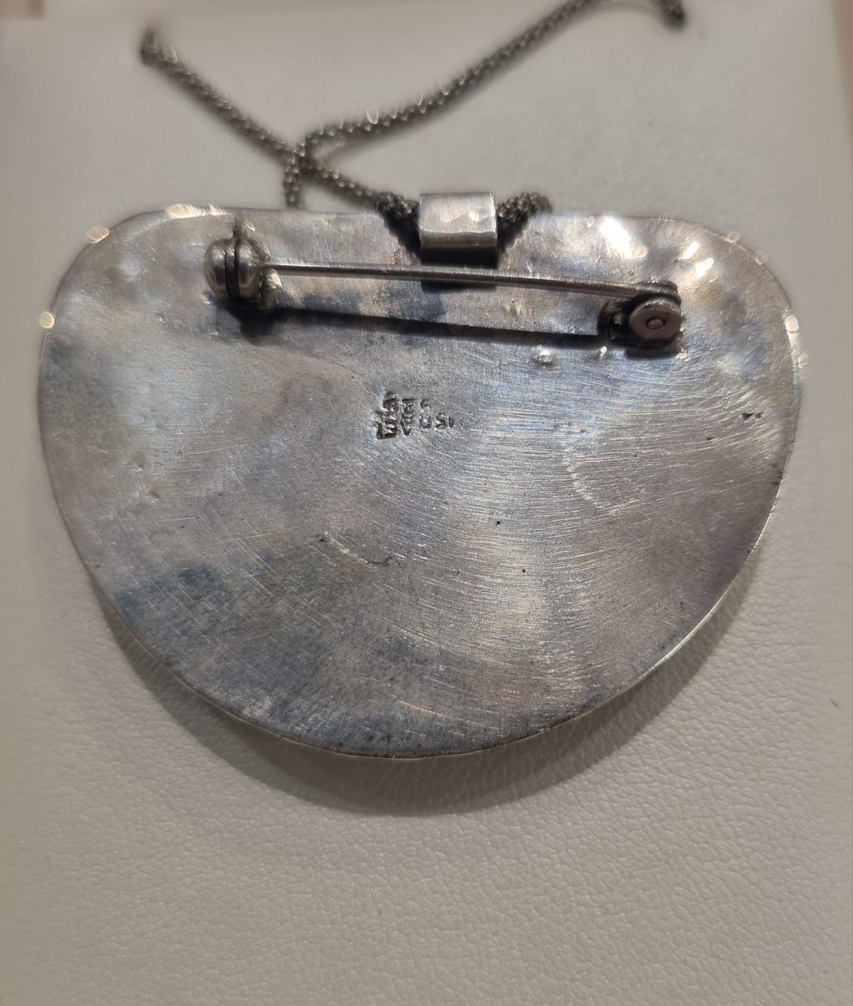 Roman Glass Pendant-Brooch in Sterling Silver