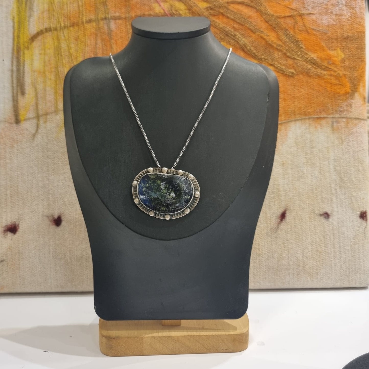 Roman Glass Pendant in Sterling Silver II