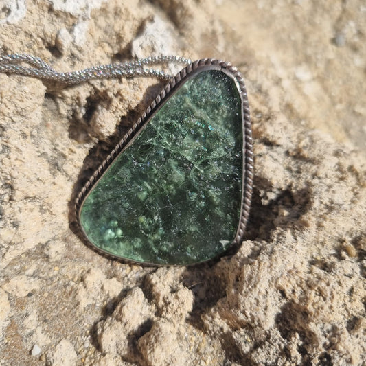 Olive Green Roman Glass Pendant