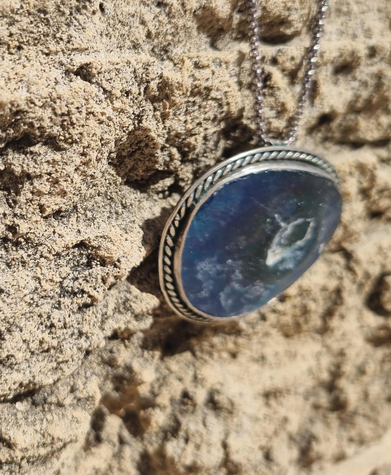 Roman Glass Pendant-Brooch in Sterling Silver RG24