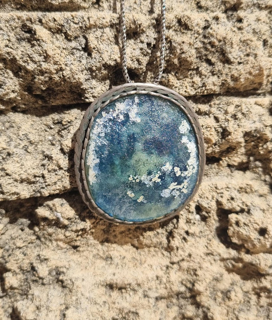 Roman Glass Pendant in Sterling Silver RG23