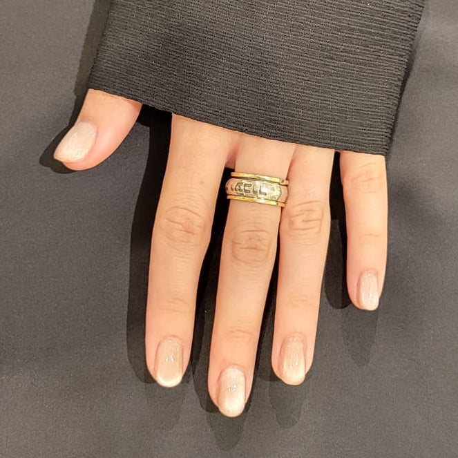 Ring of Blessings Silver + Gold – "Please in Your heroism, free the people of Israel from the bondage of exile" (Silver 925 with Gold)