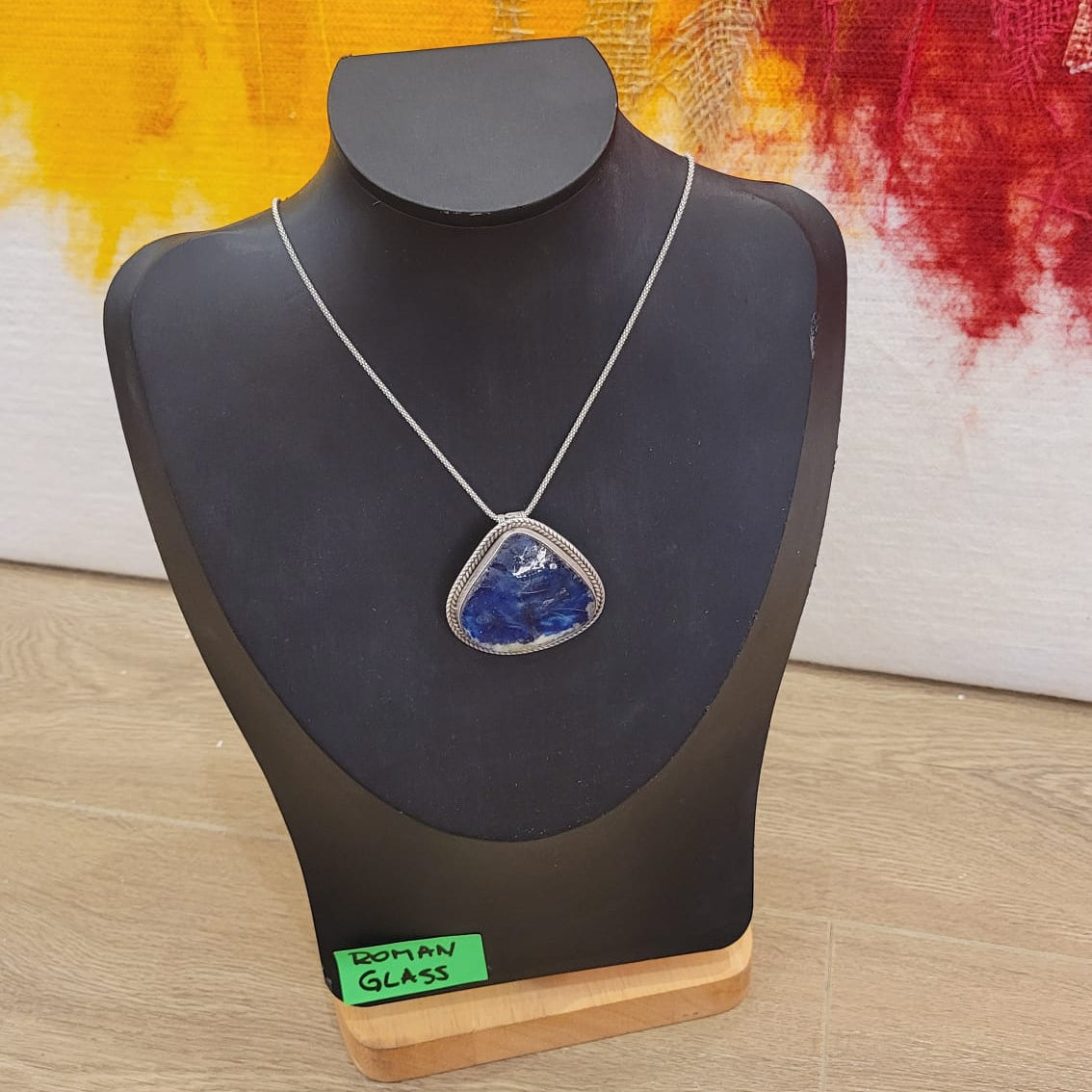 Mystic Triangle Necklace – Sterling Silver & Roman Glass RG03