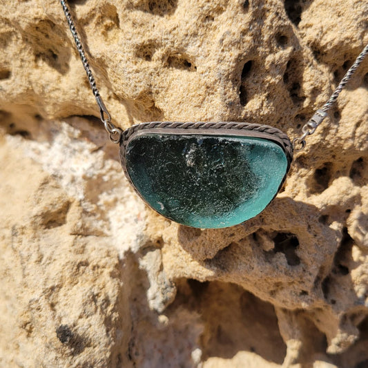 Celestial Horizon Necklace – Sterling Silver & Roman Glass