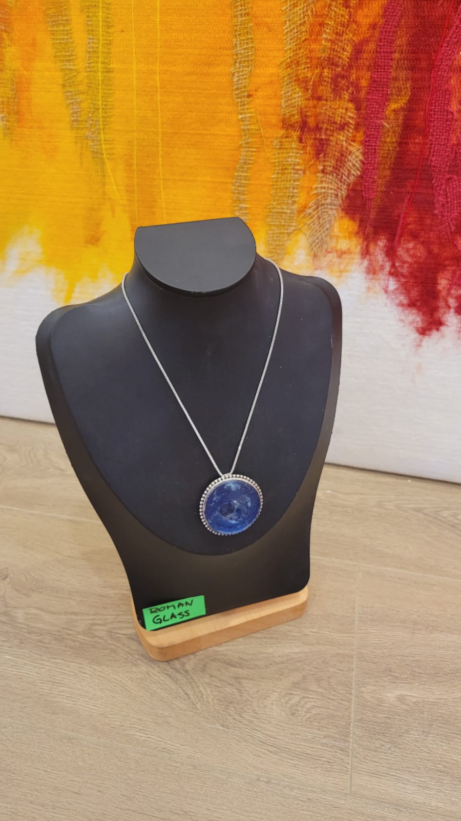 Roman Glass Pendant in Sterling Silver