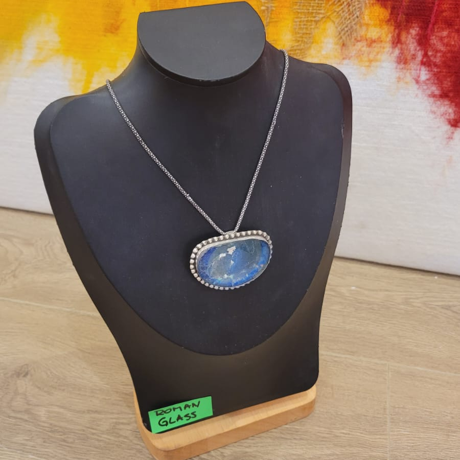 Roman Glass Pendant in Sterling Silver RG32