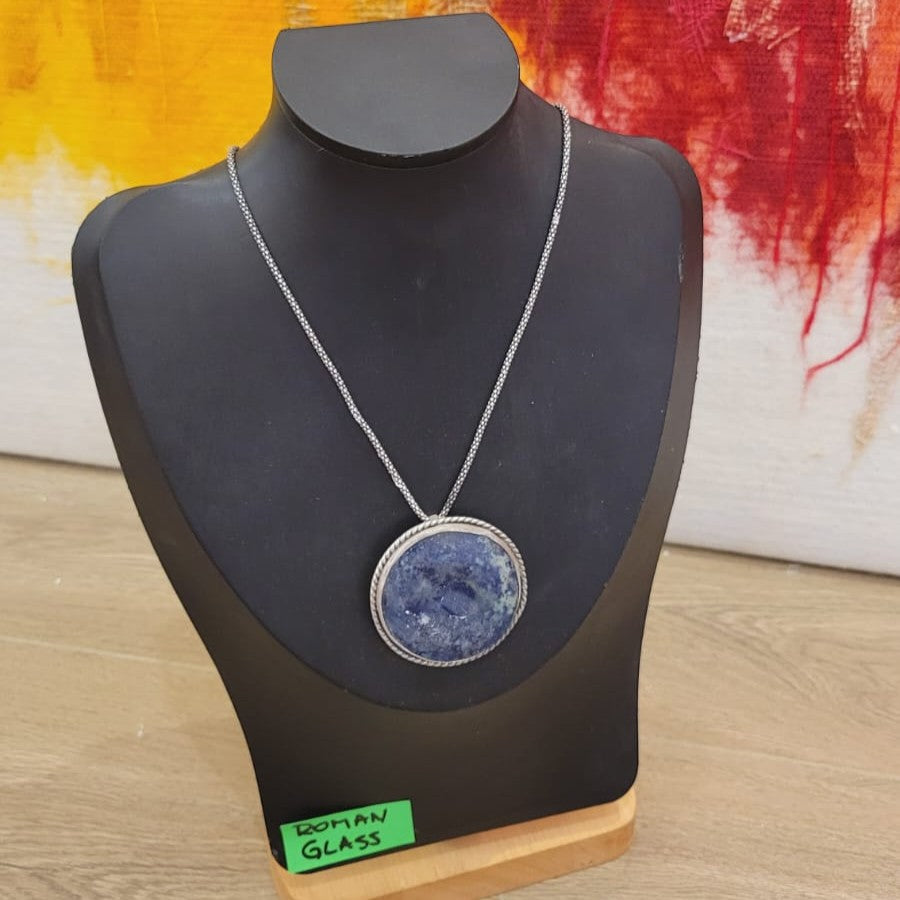 Roman Glass Pendant in Sterling Silver RG26