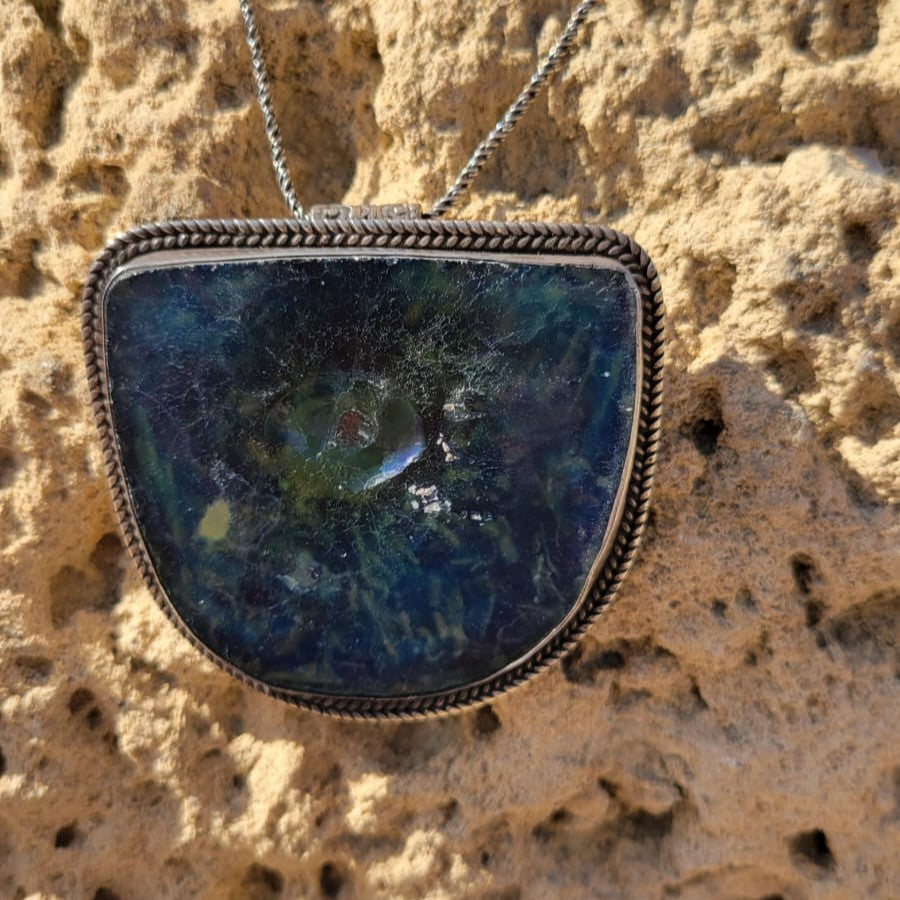 Roman Glass Pendant in Sterling Silver RG29