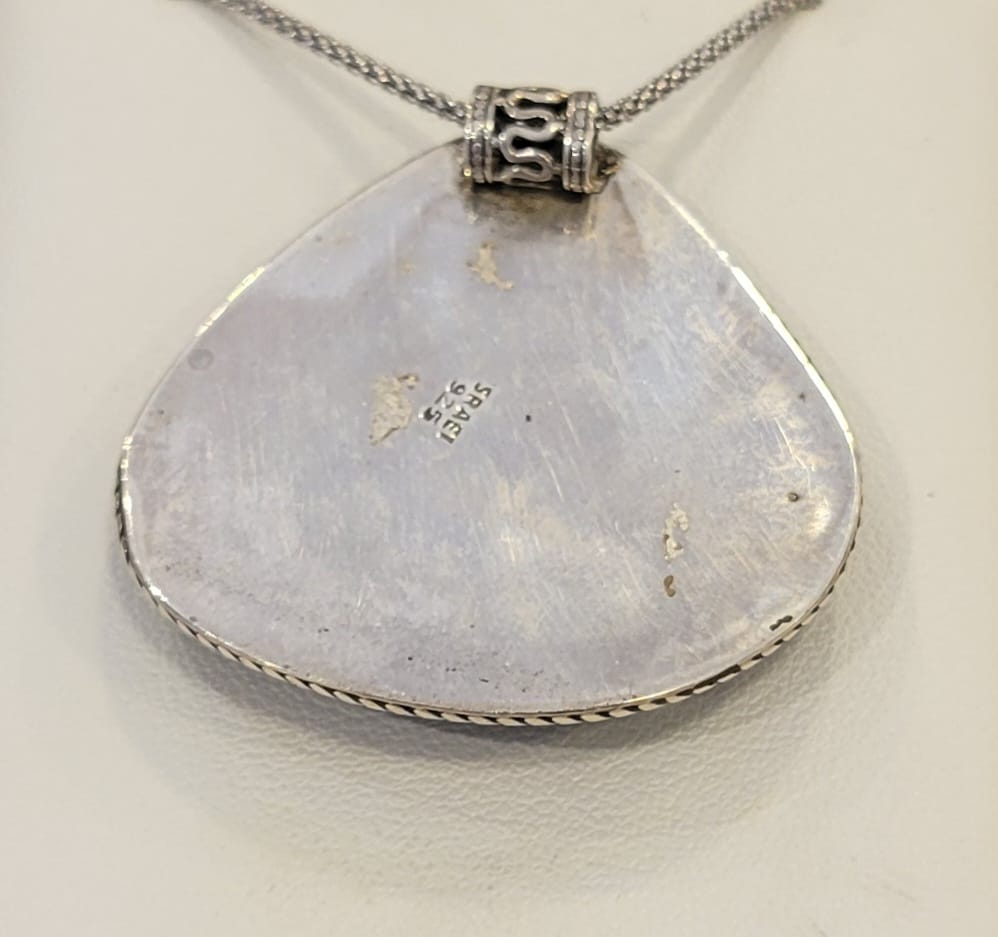 Mystic Triangle Necklace – Sterling Silver & Roman Glass RG03